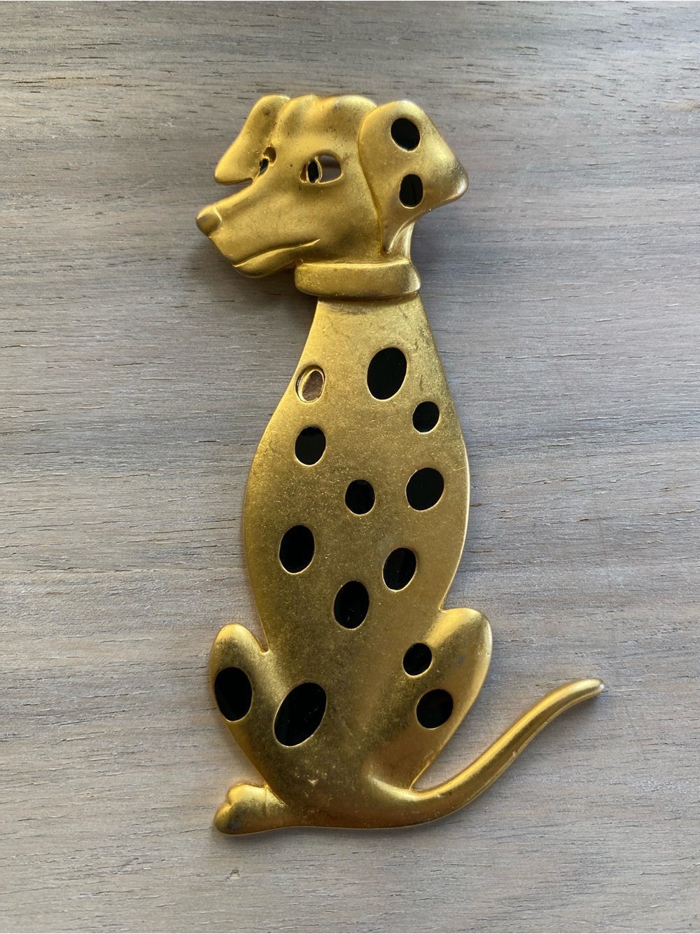 Vintage Dalmatian Pin/Brooch Color Gold/Black